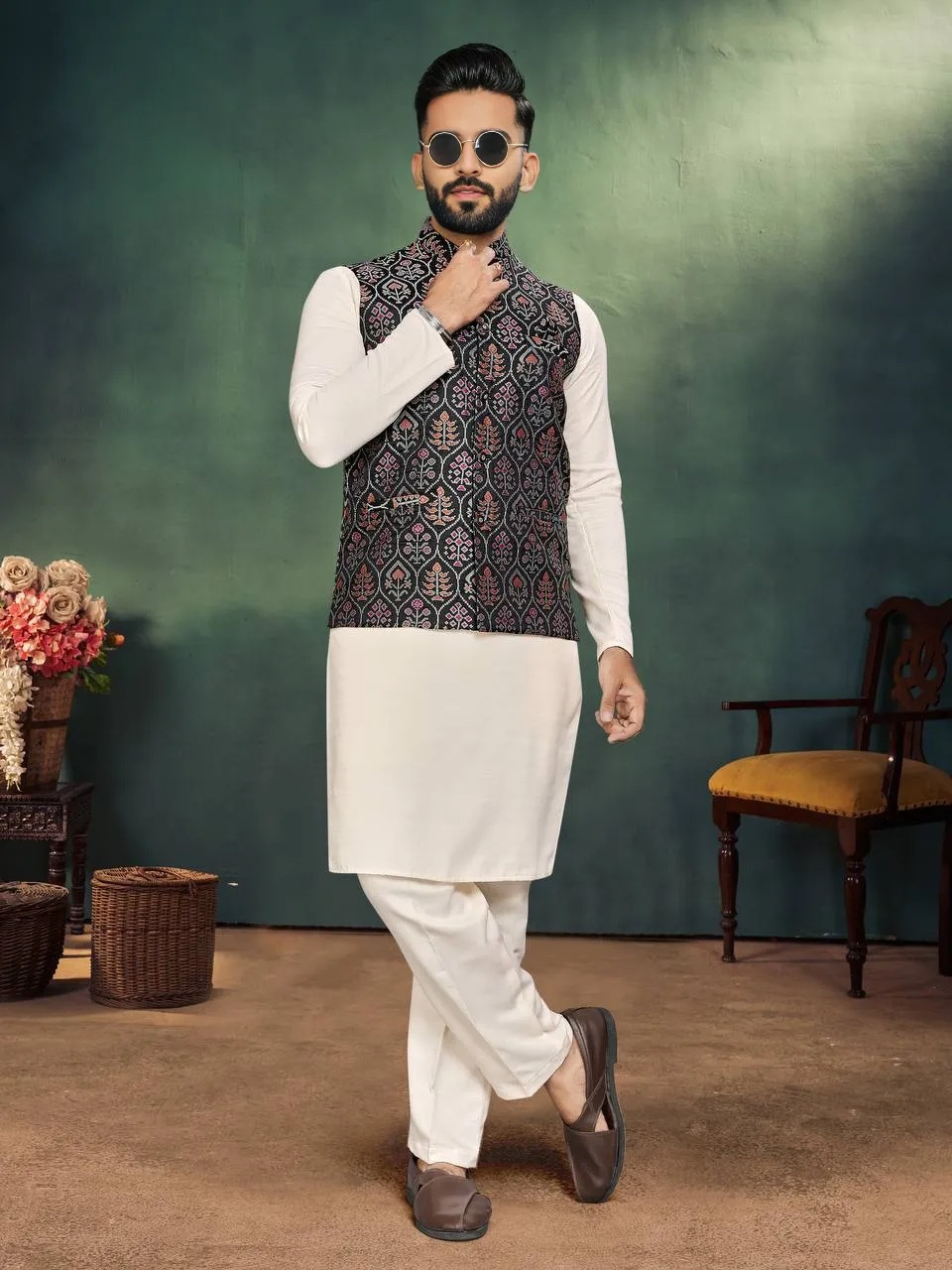 MOH-MAYA-1&2 Men's Koti Kurta Pajama With Cotton Fabric