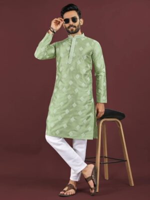 Vardhman Mono Silk fabric With Embroidery Work Kurta Pajama
