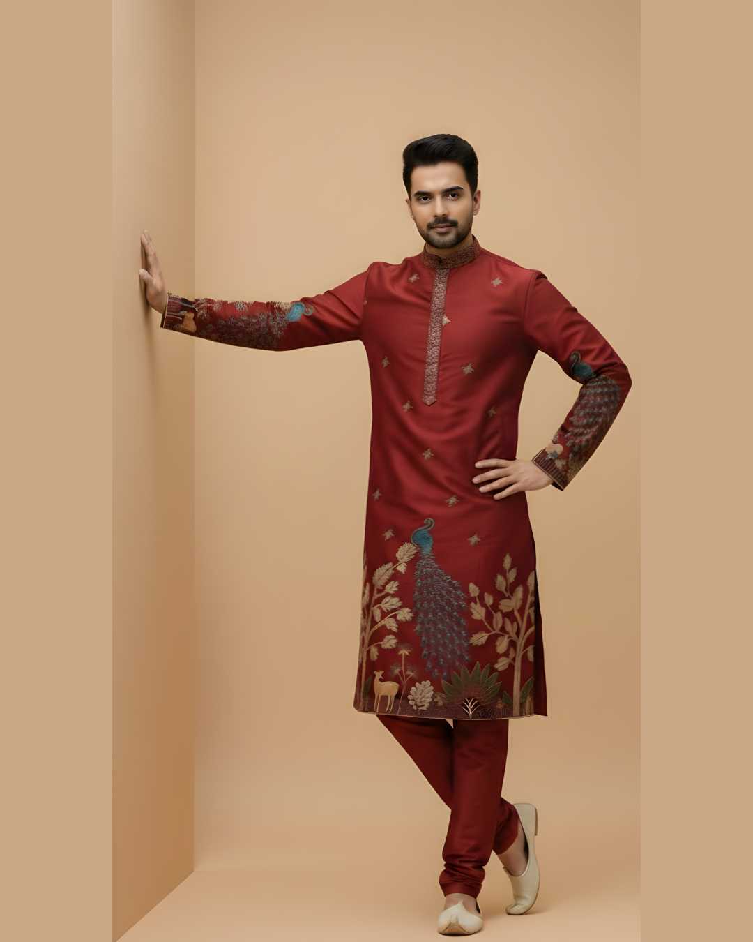Designer Malai Silk Kurta with Heavy Daaman Work