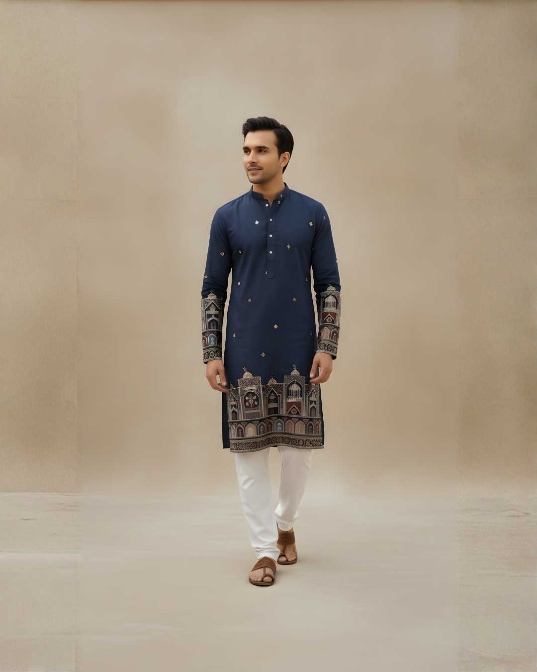 Royal Look Malai Silk Kurta with Daaman Embroidery Design
