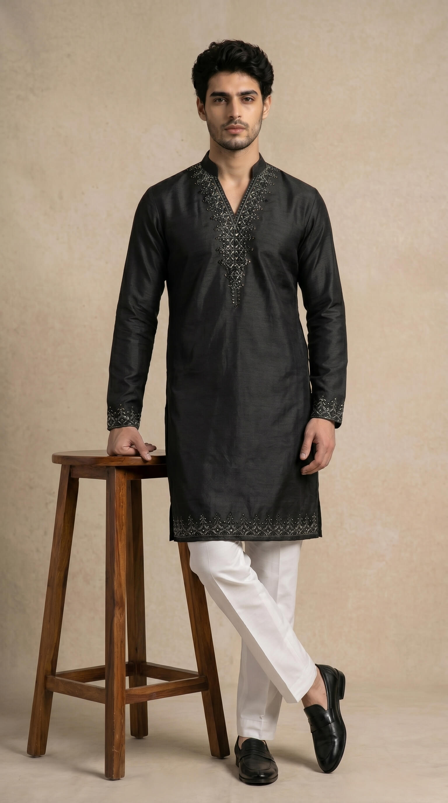 Black Embroidered Kurta for Men | Premium Ethnic Wear for Festive & Wedding